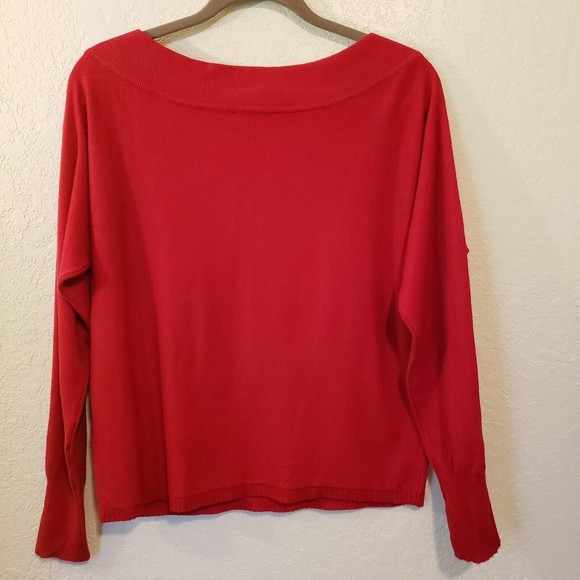 Vila Milani Women's Size Medium Red Wool Blend Rhinestones Pullover Sweater - Picture 4 of 8